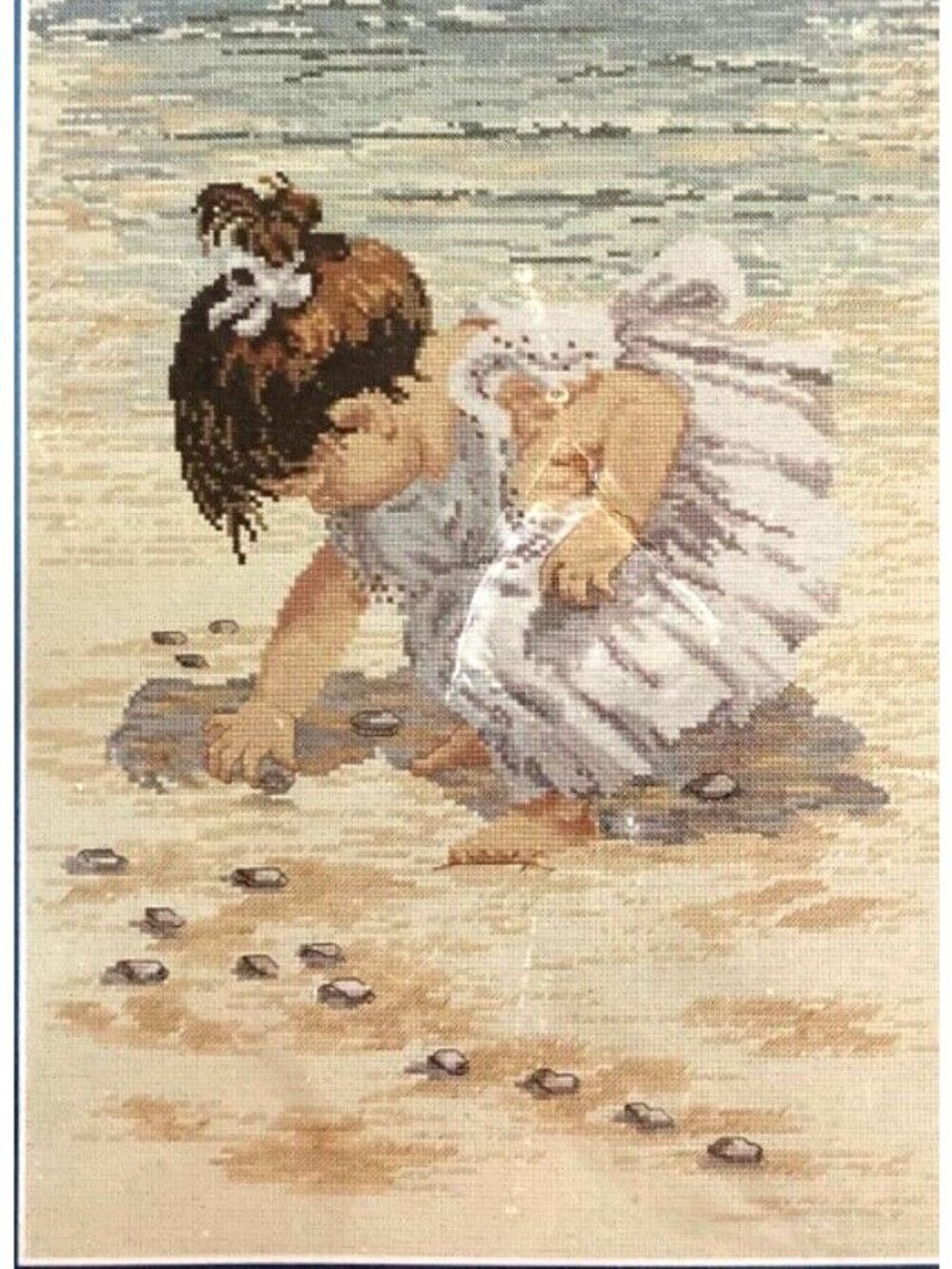 Vintage Cross Stitch Kit Janlynn COLLECTING SHELLS 29-19 Counted 12X16 1996 USA